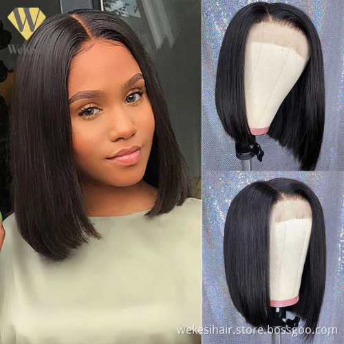 Wigs Human Hair Lace Front Silky Straight Brazilian Hair Short Bob Wigs 10 Inch 250 Density Wholesale Lace Front Wigs